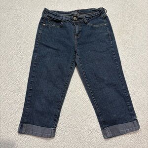 Foster Jeans Co Women’s Cropped Capri Jeans‎ 34 Dark Wash Stretch Cuffed Denim